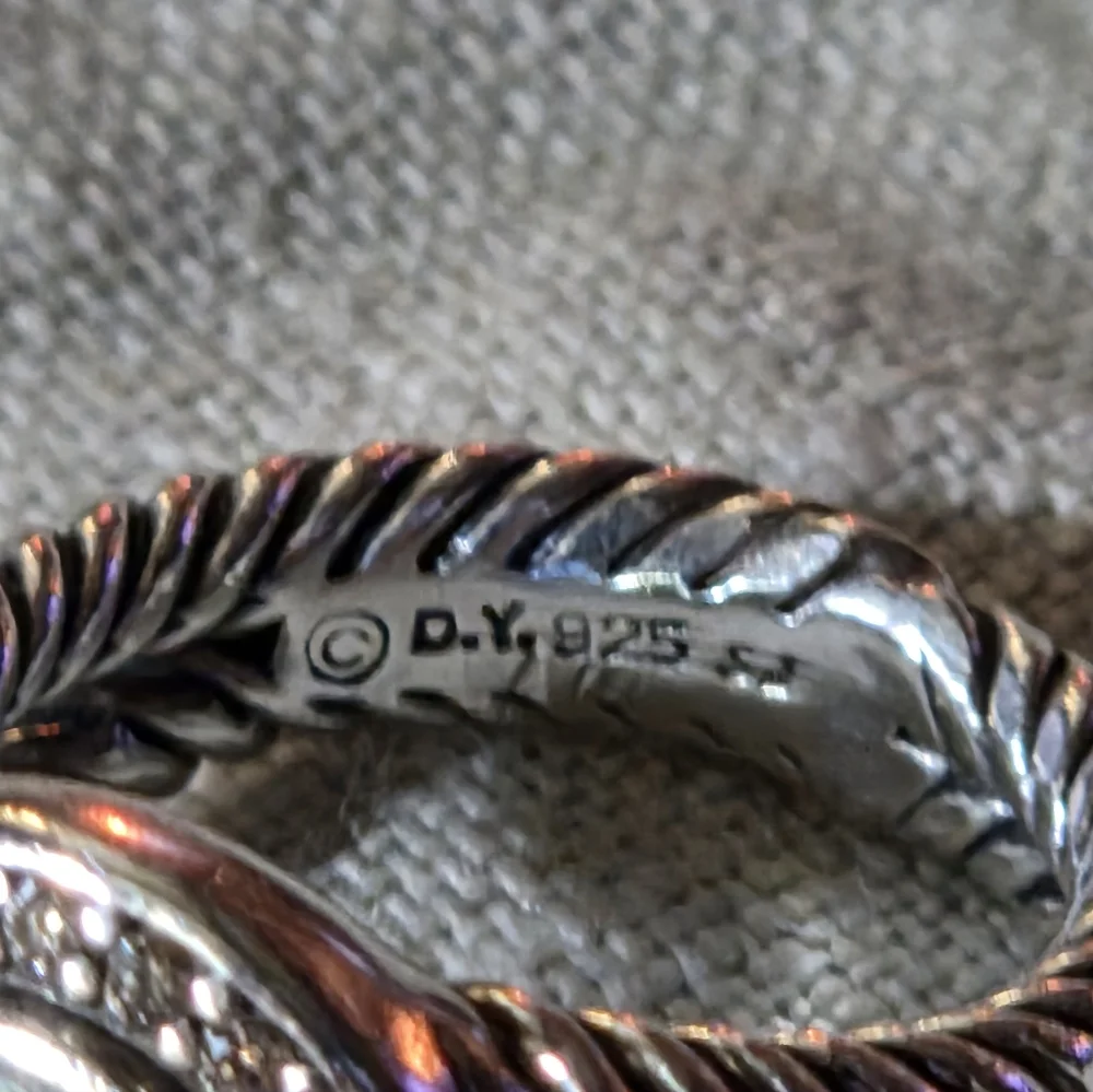 David Yurman Petite Cerise Ring in Blue Topaz & Diamonds, SS, Size 4.5 - Picture 13 of 15